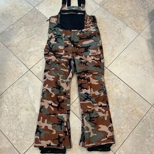 ThirtyTwo 32 Bib Pants Mens Medium Camo Snow Suit Snowboard Ski READ
